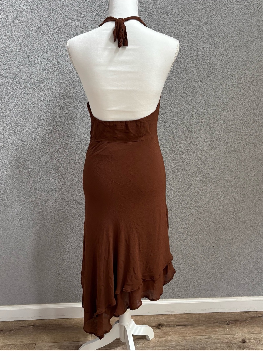 Brown Halter Floral Accent Maxi Dress - Picture 5 of 6